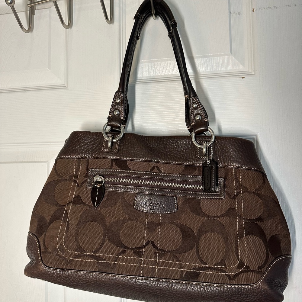 Coach Dark Brown Signature Tote Bag